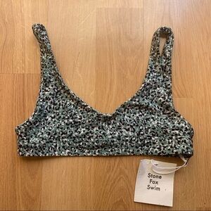 Stone Fox Swim Green Leopard Bikini Top